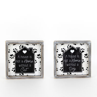 Click here to see Adams&Co 15546 15546 7x7x1.5 reversible wood frame sign (DOG/CAT) white, black Fur Babies Collection