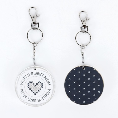 Click here to see Adams&Co 15599 15599 2x2x.25 reversible wood keychain (MOM) white, grey