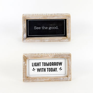 Click here to see Adams&Co 15576 15576 7x4x1.5 reversible wood frame sign (GOOD/TODAY) black, white Be the Change Collection