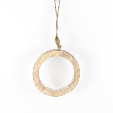 Click here to see Adams&Co 11373 11373 6x6x.75 mango ornament (CIRCLE) natural, white Mango Wood Collection