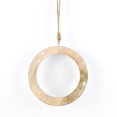 Click here to see Adams&Co 11374 11374 8x8x.75 mango ornament (CIRCLE) natural, white Mango Wood Collection
