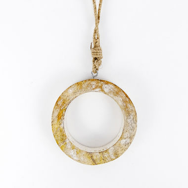 Click here to see Adams&Co 11399 11399 4x4x.75 mango ornament (CIRCLE) natural, white Mango Wood Collection