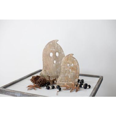 Click here to see Adams&Co 50311 50311 7x10x2, 9x13x2.5 mango cutout on stand set of 2 (GHOSTS) natural, white The Adams Family Collection