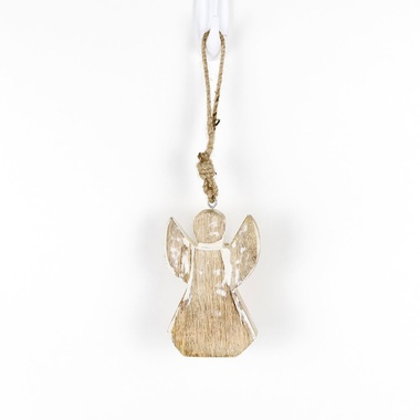 Click here to see Adams&Co 70757 70757 4x5x.75 mango ornament (ANGEL) natural, white Believe In Kindness Collection