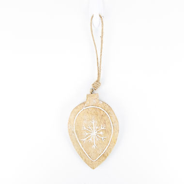 Click here to see Adams&Co 70928 70928 4x6x.5 mango ornament (TEARDROP) natural, white