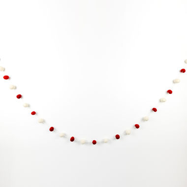 Click here to see Adams&Co 70802 70802 72x1.25 felt ball garland, white, red Believe In Kindness Collection