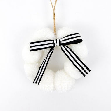 Click here to see Adams&Co 75455 75455 5x5x1 yarn pom pom (WREATH) white, black Mid Century Christmas Collection