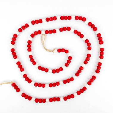 Click here to see Adams&Co 75437 75437 60x.5 wood bead garland red, white
