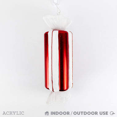 Click here to see Adams&Co 70891 70891 12x4 acrylic candy cane ornament, red, white