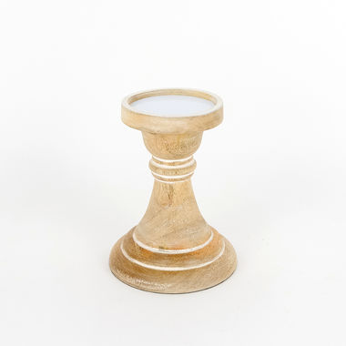 Click here to see Adams&Co 11419 11419 5x6x4.75 mango candle holder, natural, white Mango Wood Collection