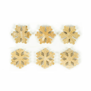 Click here to see Adams&Co 70970 70970 2x2x.25 mango wood shape (Snowflakes) set/6, natural/white
