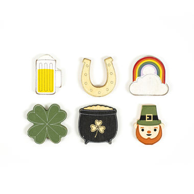 Click here to see Adams&Co 15641 15641 2x2x.25 wood shapes set of six (ST PATRICK) multicolor  Letterboard Collection