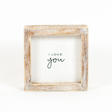 Click here to see Adams&Co 11451 11451 5x5x1.5 wood frame sign (LOVE) white, black Thoughtful Collection