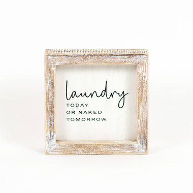 Click here to see Adams&Co 11446 11446 5x5x1.5 wood frame sign (LAUNDRY) white, black Typewriter Collection