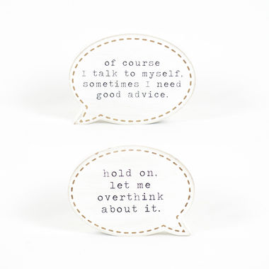 Click here to see Adams&Co 11425 11425 6x4x1 reversible wood cutout (OVERTHINK/ADVICE) white, black Quoties Collection