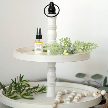 Click here to see Adams&Co 11426 11426 16x18x15.5 two tiered wood tray, white, black Tiered Trays Collection