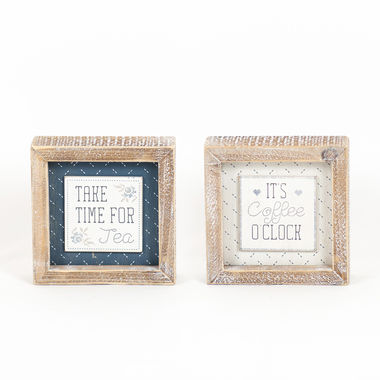 Click here to see Adams&Co 15626 15626 5x5x1.5 reversible wood frame sign (TEA/COFFEE) multicolor Cozy Cottage Collection