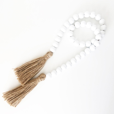 Click here to see Foundations Decor 68108-3 Foundations Decor 68108-3 Wood Beads - White 40 Balls 13CM Tassels