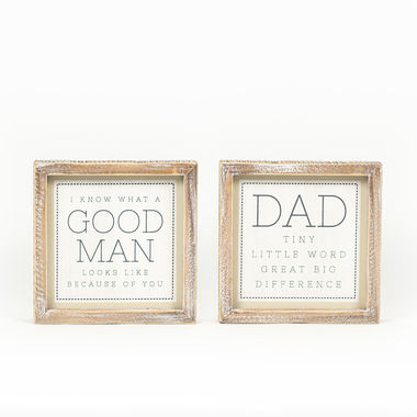 Click here to see Adams&Co 15699 15699 7x7x1.5 reversible wood frame sign (GOOD/DAD) multicolor Mom's House Collection