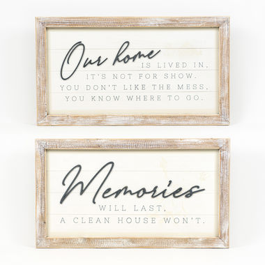 Click here to see Adams&Co 15688 15688 25x14x2 reversible wood frame sign (MEMORIES/HOME) multicolor Mom's House Collection