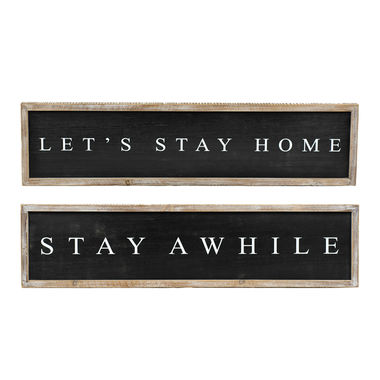 Click here to see Adams&Co 11493 11493 37x9x1.5 reversible wood frame sign (STAY/HOME) black, white Black, White & Read All Over Collection
