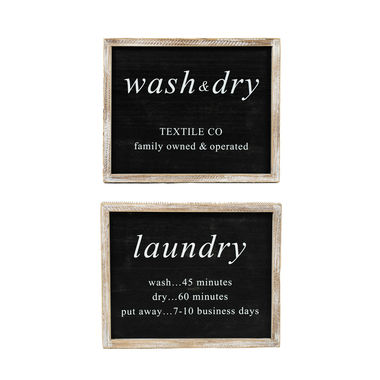 Click here to see Adams&Co 11485 11485 12x10x1.5 reversible wood frame sign (LAUNDRY/WASH) black, white Black, White & Read All Over Collection