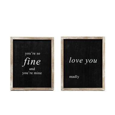 Click here to see Adams&Co 11484 11484 10x12x1.5 reversible wood frame sign (FINE/LOVE) black, white Black, White & Read All Over Collection