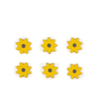 Click here to see Adams&Co 15680 15680 2x2x.25 wood shapes set of six (DAISY) yellow, grey Cozy Cottage Farms Collection
