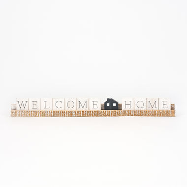 Click here to see Adams&Co 15678 15678 20x2x1 wood ledgie kit (WELCOME) white, grey Cozy Cottage Farms Collection