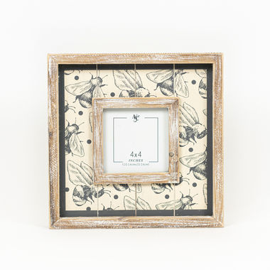 Click here to see Adams&Co 15663 15663 10x10x1.5 wood photo frame (BEES) grey, tan (4x4) Cozy Cottage Farms Collection