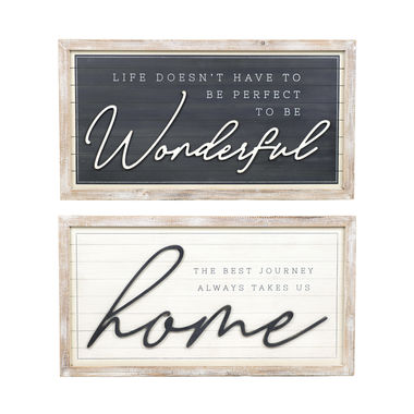 Click here to see Adams&Co 15647 15647 37x20x2 reversible wood frame sign (HOME/WONDERFUL) multicolor Cozy Cottage Farms Collection