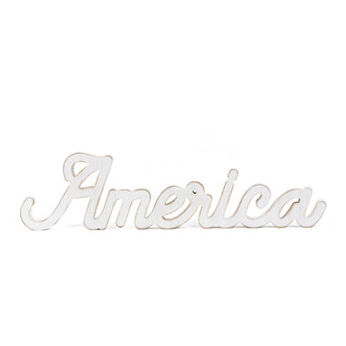 Click here to see Adams&Co 45121 45121 18x5x1 wood cutout (AMERICA) white Stars & Stripes Collection Collection