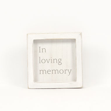 Click here to see Adams&Co 11575 11575 5x5x1.5 wood frame sign (MEMORY) white, grey Notes From Heaven Collection