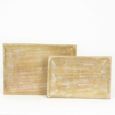 Click here to see Adams&Co 11502 11502 14x1x10, 12x1x8 mango nested serving platter set of two, natural, white Mango Wood Collection