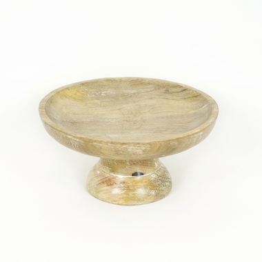 Click here to see Adams&Co 11536 11536 10x5x10 mango pedestal bowl, natural, white Mango Wood Collection