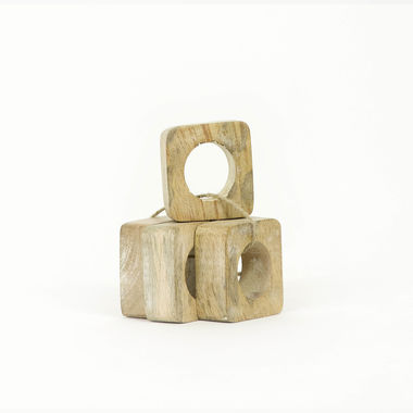 Click here to see Adams&Co 11551 11551 2x3x1.25 mango square napkin rings set of four, natural Mango Wood Collection