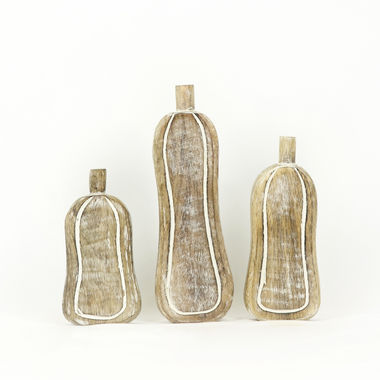 Click here to see Adams&Co 50365 50365 4x10x2 mango shapes set of three (PUMPKINS) natural, white The Adams Family Collection