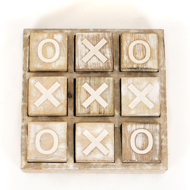 Click here to see Adams&Co 11562 11562 9x2.5x9 mngo wd tic tac toe (XOXO) natural, white