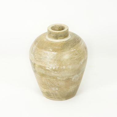 Click here to see Adams&Co 11560 11560 6x7x5.5 mango vase, natural, white Mango Wood Collection