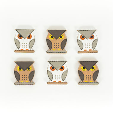 Click here to see Adams&Co 55239 55239 2x2x.25 wood shapes set of six (OWLS) multicolor Holidays At The Haunted Mansion Collection