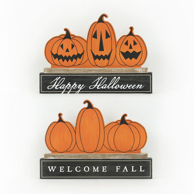 Click here to see Adams&Co 55231 55231 14x9.75x1.5 rvs wd brick w pumpkins (HLWNFALL) multi  