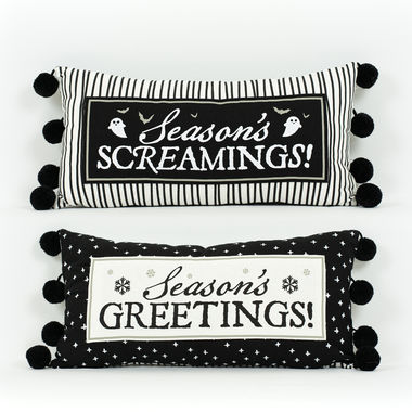 Click here to see Adams&Co 55215 55215 20x10 rvsbl linen plw (SCRMGRTNGS) black, white, grey