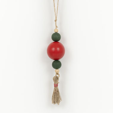 Click here to see Adams&Co 15721 15721 2x8x2 wood ornament with tassel (BEADS) multicolor Wood Bead Ornaments Collection