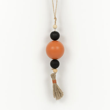 Click here to see Adams&Co 15720 15720 2x8x2 wood ornament with tassel (BEADS) multicolor Wood Bead Ornaments Collection