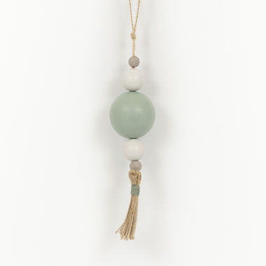 Click here to see Adams&Co 15715 15715 2x8x2 wood ornament with tassel (BEADS) multicolor Wood Bead Ornaments Collection
