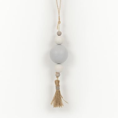Click here to see Adams&Co 15714 15714 2x8x2 wood ornament with tassel (BEADS) multicolor Wood Bead Ornaments Collection