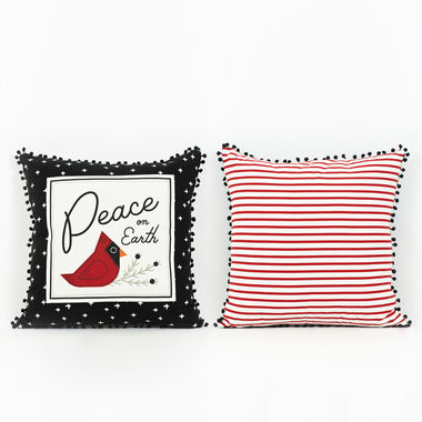 Click here to see Adams&Co 75496 75496 20x20 reversible linen pillow (PEACE) multicolor Mid Century Christmas Collection
