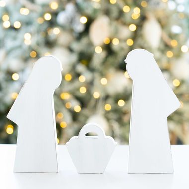 Click here to see Adams&Co 75480 75480 6x5x1.5 wood cutout set of three (NATIVITY) white Mid Century Christmas Collection