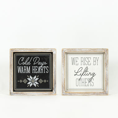Click here to see Adams&Co 75469 75469 8x8x1.5 reversible wood frame sign (WARM/RISE) multicolor Mid Century Christmas Collection