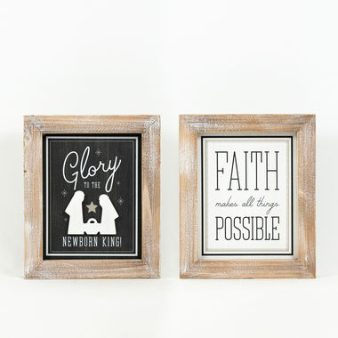 Click here to see Adams&Co 75464 75464 10x12x2 reversible wood frame sign (GLORY/FAITH) multicolor Mid Century Christmas Collection